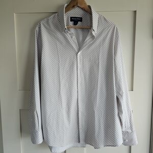 Mizzen+Main Leeward White Dress Shirt with Brown Dot Pattern Size Large